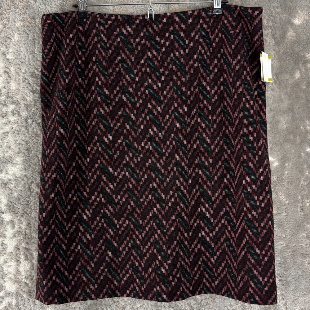 NEW Kasper Size 14 Striped Career Preppy‎ Pencil Skirt Red Purple Zip NWT